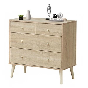 4-Drawer Dresser Chest Cabinet Storage Organizer Rubber Leg W/Rail Oak Finish - Picture 1 of 10