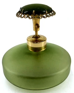 DeVilbiss Gold Green Glass Atomizer Perfume Bottle Italy 3.75" - Picture 1 of 10