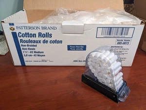 1400 Dental Baumwollrollen Größe #2 Medium unsteril, 3/8" mit Vintage Spender - Bild 1 von 8