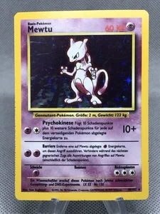 Mewtu (Mewtwo) 010/102 Base Set Holo ALEMÁN RARO De colección WOTC Pokemon TCG *PWE* - Imagen 1 de 2