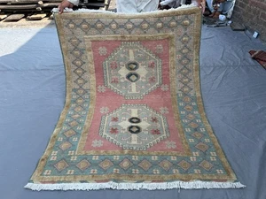 3'8 x 4'7 ft Vintage Afghan Hand Woven Kilim Tribal Wool Rug Geometric Carpet - Picture 1 of 11