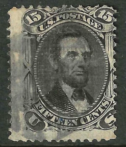 Sc #98 Grill Misperf Error Cancelled 15 Cent Lincoln 1867-68 $275 US 37F56 - Picture 1 of 2
