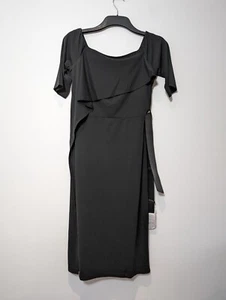Kaleidoscope Kleid Größe 12 Schwarz Rüschendetail Gürtel Midi Smart  - Bild 1 von 11