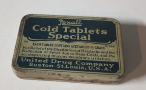 Vintage medicine tin: REXALL Cold Tablets special ~ empty - Picture 1 of 7