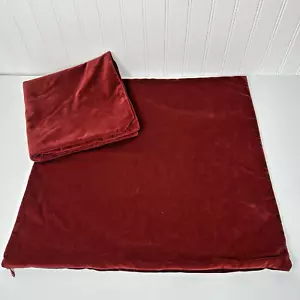 2 Pottery Barn Everywhere Velvet Pillow Covers 20" Square Red - Picture 1 of 12