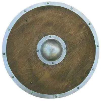 Warrior Wood & Steel Viking Round Shield Armor Templar Medieval Larp Gift - Image 1 of 3