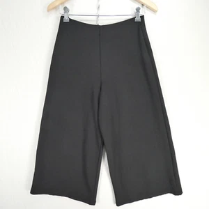 Zara Skort Trousers Bermuda Capri Pants Wide Legs Black Cropped Stretch Size S - Picture 1 of 7