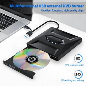 Unidad de CD DVD externa USB 3.0 grabadora grabadora reproductor para PC portátil Windows 11 10 7 - Imagen 1 de 19