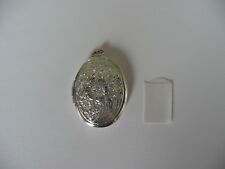 vintage type antiques silver plated  photo locket for necklace fob chain 