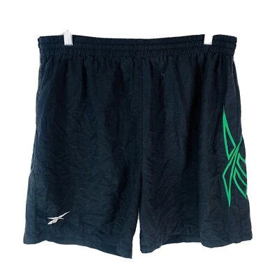 De Colección Reebok Verde Logo Negro Para Hombre Grande Traje de Baño Bañador Pantalones Cortos Atléticos Forro Foto 1 de 4