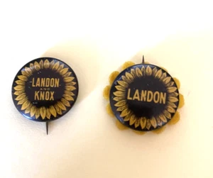 Botones de campaña presidencial Landon Knox and Landon 1936 fieltro girasol 7/8" - Imagen 1 de 11