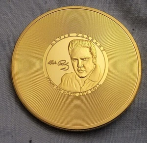 Michael Jackson Elvis Presley Gold Coin Signed Americana Singer Pop Rock Star - Foto 1 di 9