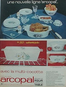 PUBLICITE ARCOPAL VERRE A FEU TREMPE MULTI COCOTTE CRISTALLERIE DE 1966 AD PUB - Imagen 1 de 1