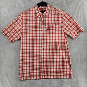 Orvis Troutbum Mens Fishing Shirt Size Medium Orange Plaid Lightweight Button Up - Picture 1 of 8
