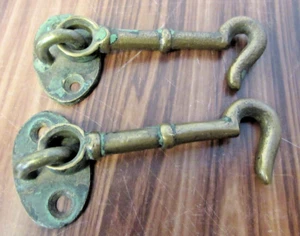 2 Antique Unique Metal Cabinet Hook Clasp Lock Furniture Salvage - Picture 1 of 4