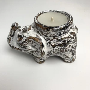 Elephant Tealight Candle Holder Decor Whitewashed Rustic Home Interior Accent - Bild 1 von 9