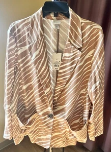 Damen XL Blazer Braun Trendy Animal Print Relaxed Fit Leinenmischung - Ein neuer Tag - Bild 1 von 7