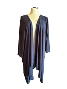 Catherines Women's Solid Navy Blue Stretchy Open Cardigan Sz 4X NWT Lagen Look - Picture 1 of 9
