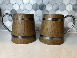 Rarissime tazze birra vintage grandi in legno petroliere del 1968 Royal London LTD tazze - Foto 1 di 8