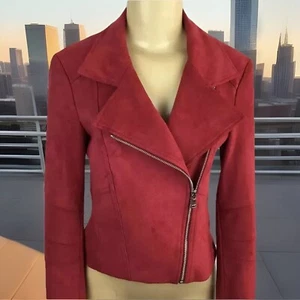 Express Moto Jacket Faux Suede Full Zip Terracota Silver Hardware Women Sz XS - Picture 1 of 11