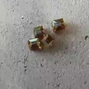 Swarovski Crystal AB 6mm Topaz Faceted Square Cube Beads 5601 - 4 Pieces - Picture 1 of 2