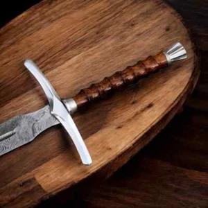 Espada de acero Damasco personalizada vikinga forjada a mano | Espada de fantasía personalizada - Imagen 1 de 2