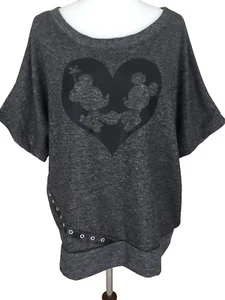 Disney Boutique Mickey Mouse Heart Top Plus Size 2X Minnie Faux Leather Romance - Picture 1 of 9