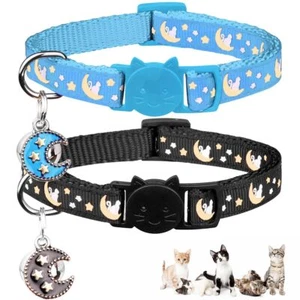 2Pcs Breakaway Cats Collars Cat Collars for Boy Cats Adjustable Kitten Collar... - Picture 1 of 7