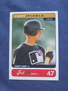 COREY HART MILWAUKEE BREWERS "JUST MINORS" JUSTIFIABLE AUTOGRAPHED LE #329 RC - Picture 1 of 4