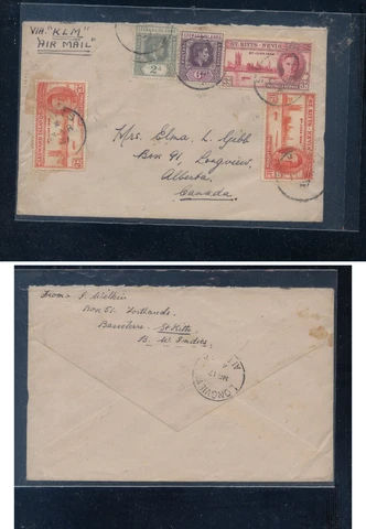 Leeward  Island,  St Kitts stamps on cover  to  Canada Cover