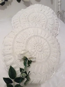 1 Vintage French Bolster/Cushion Cover~Provincial Linen~Hand/Needle Crochet Lace - Picture 1 of 12