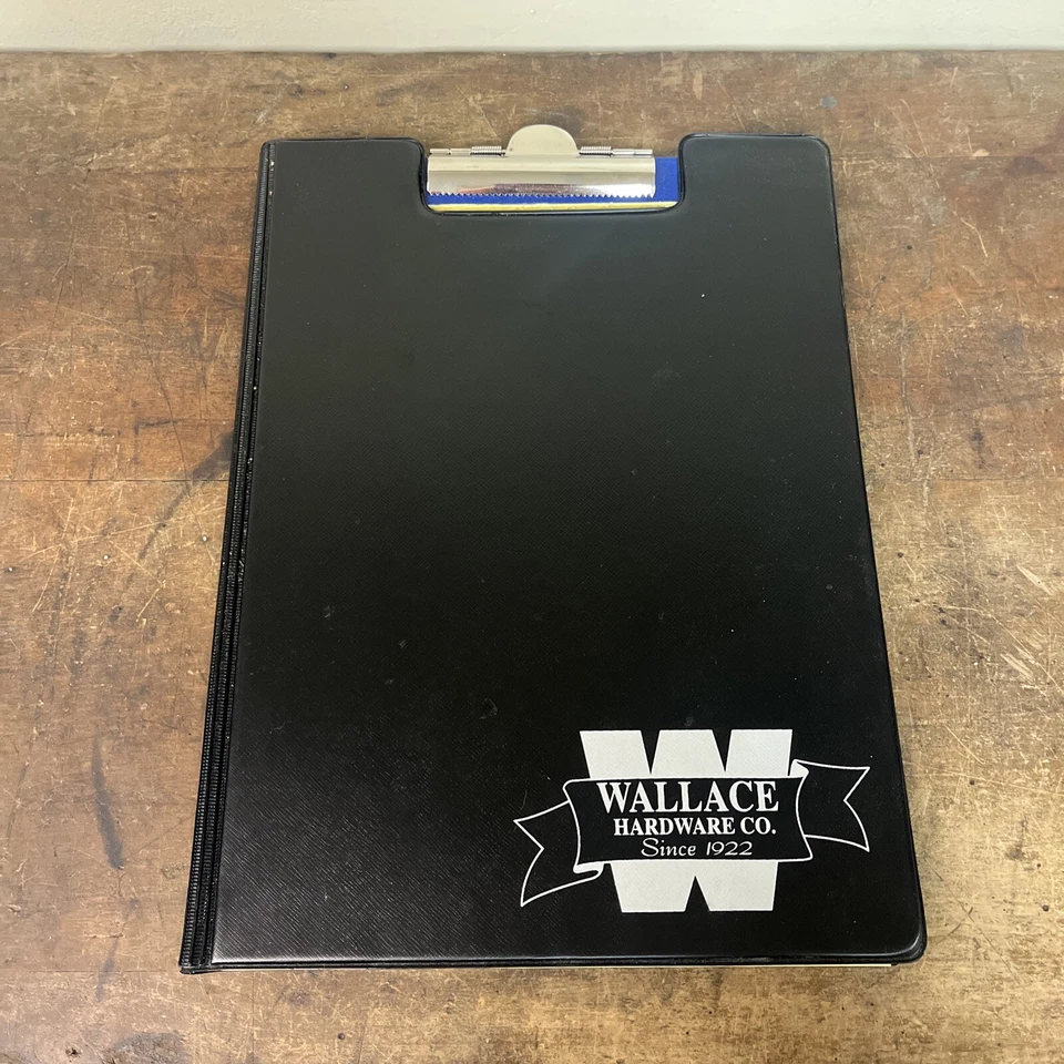 Wallace Hardware Co. Folder Clipboard Portfolio Black Vintage - Image 1 of 4