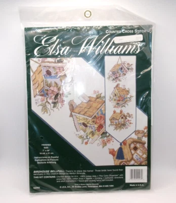 Elsa Williams Counted Cross Stitch Kit Birdhouse BellPull Flowers Birds 02093 - Image 1 of 4
