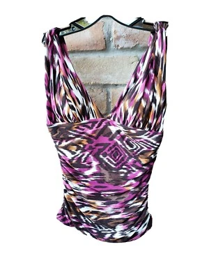 Купальный женский топ танкини Carmen Marc Valvo размер средний 8/10 собран в рюш с легкой подкладкой - Изображение 1 из 4