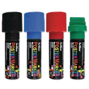 Marcadores de póster Artline, 30 mm de ancho de escritura, colores clásicos, paquete de 4 (EPP-30-4... - Imagen 1 de 5