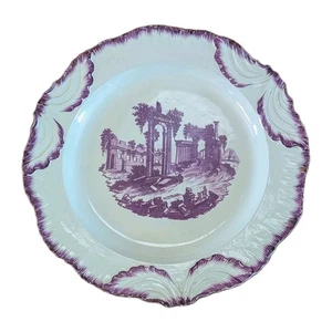 Rare 18th Century 1780s Creamware Puce Shell Edge Transfer Plate Neale & Co. - Picture 1 of 4