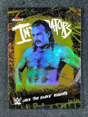 2025 Topps Finest JAKE "THE SNAKE" ROBERTS 23/50 Gold Refractor #INT-JK - Image 1 of 3