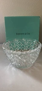 TIFFANY & CO. Lead Crystal Bamboo Pattern Bowl 9"x5" Original Box NEW - Picture 1 of 6