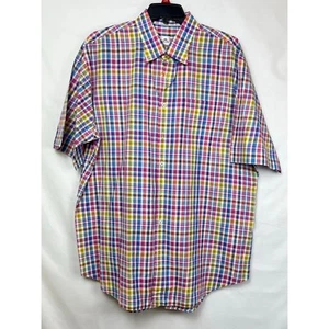 Camicia uomo Peter Millar taglia XL blu/giallo/rosa a quadri manica corta con bottoni - Foto 1 di 7
