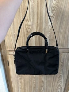 Auth Gucci Vintage Black Nylon Leather 2Way Shoulder Bag Small - Picture 1 of 21