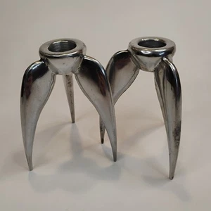 Candelabros MCM Rocketship vintage ~ par ~ aluminio cromado 4,5" de alto - Imagen 1 de 6
