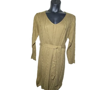 Cupshe hellbraun Größe Large Zopfmuster V-Ausschnitt Midi Gürtel Pulloverkleid - Bild 1 von 9