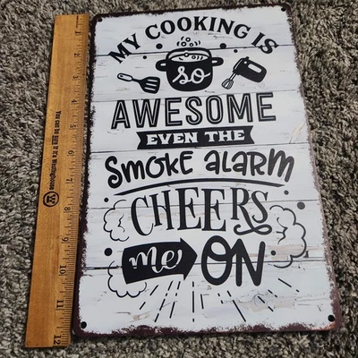 Divertido letrero de metal My Cooking Is Awesome 11-3/4" X 7-3/4" decoración de pared cocina Foto 1 de 4