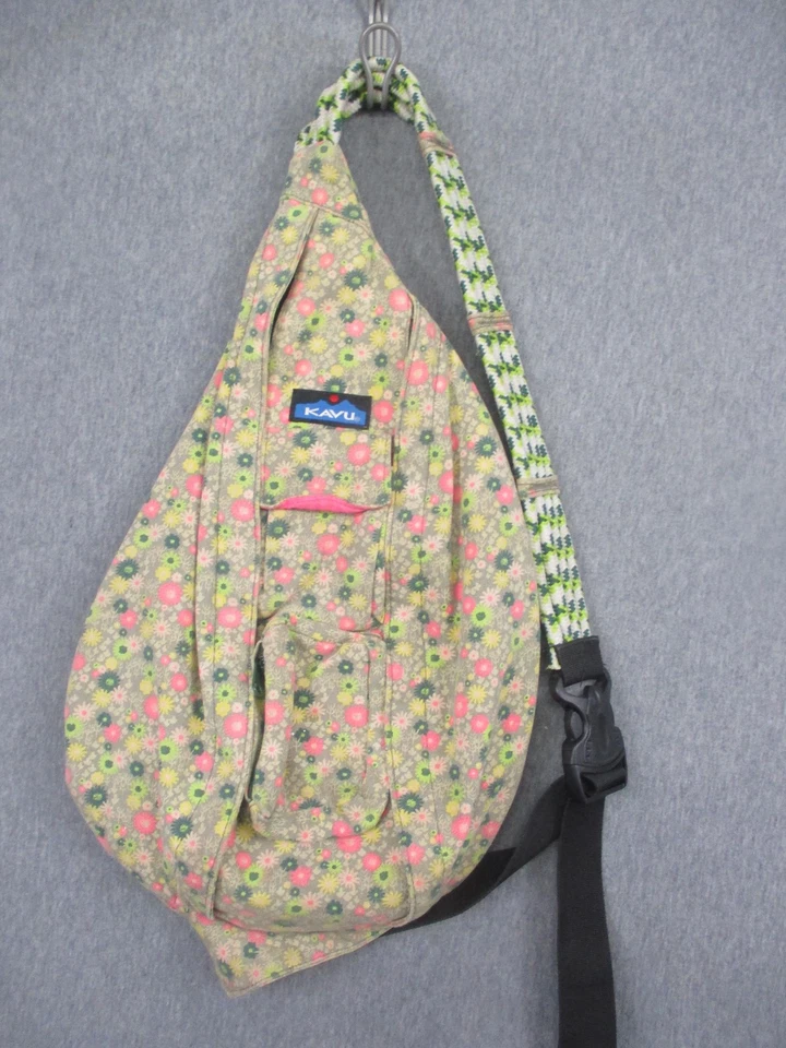 Bolso Bandolera KAVU Cuerda Mujer Talla Única Gris Rosa Floral Mochila Foto 1 de 4