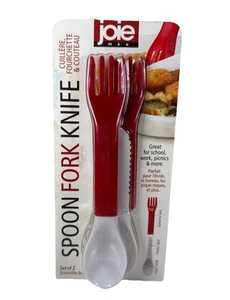 Cuchillo tenedor cuchara Joie todo en uno paquete de dos para picnic almuerzo senderismo camping - Imagen 1 de 8