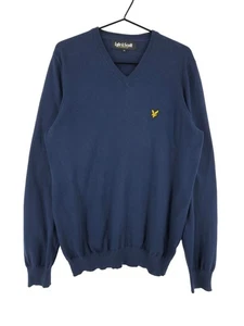 LYLE & SCOTT V-Neck Jumper Pullover Sweater Blue Men Size M - Picture 1 of 9
