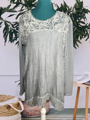 Simply Couture Grey Tulle Textured Tunic Large Foto 1 de 4