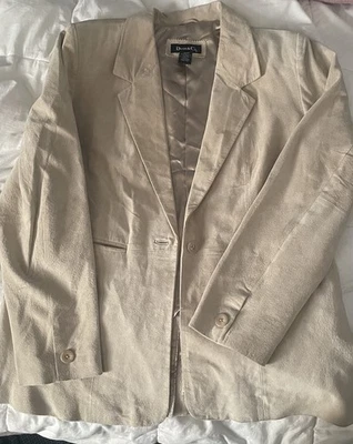 Chaqueta Blazer Vintage Denim & Co Beige Gamuza Cuero Para Mujer Grande Años 90 Foto 1 de 4