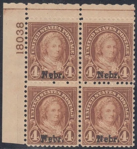 US Stamp #673 F+ LH Plate # Block - Fresh! CV $275 - Bild 1 von 2