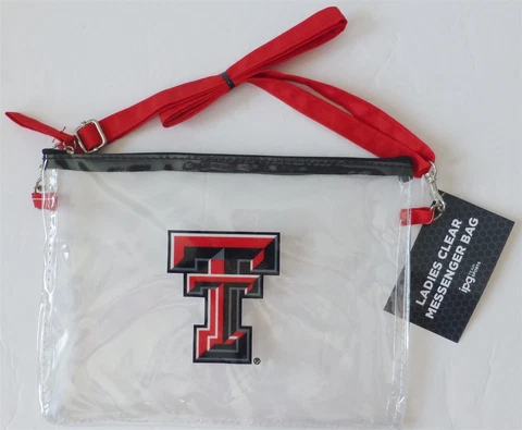 NWT TEXAS TECH Clear Crossbody Messenger Bag TT LOGO Red Raiders Guns Up Cover